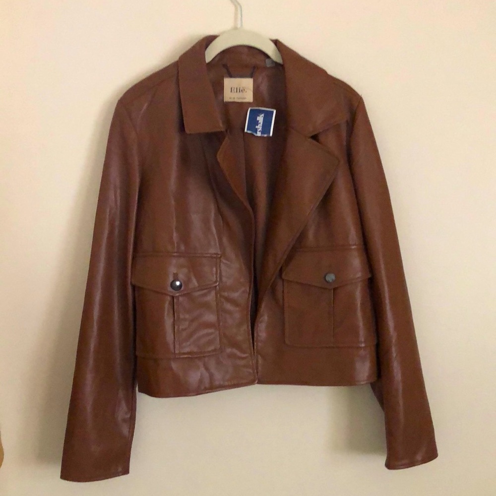 Faux Leather Brown Women’s Coat Mocha Brown